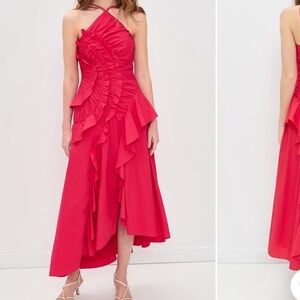 AMUR Ottavia Ruffle Dress in Solstice Red